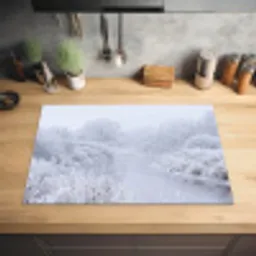 Rivier - Sneeuw - Bos - Winter - Schilderachtig Inductie beschermer vinyl 3mm klein -sfeer5
