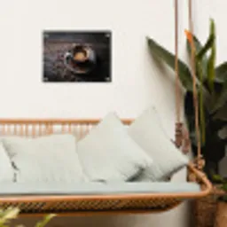 Kop - Koffie - Hout - Bonen tuinposter los doek klein -sfeer7