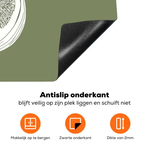Vijgen - Minimalistisch - Getekend - Mosgroen Inductie beschermer vinyl 3mm klein -zzzzzzz-td-onderkant
