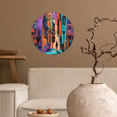 Abstract - Figuren - Kleurrijk Wandcirkel behangsticker klein -sfeer1