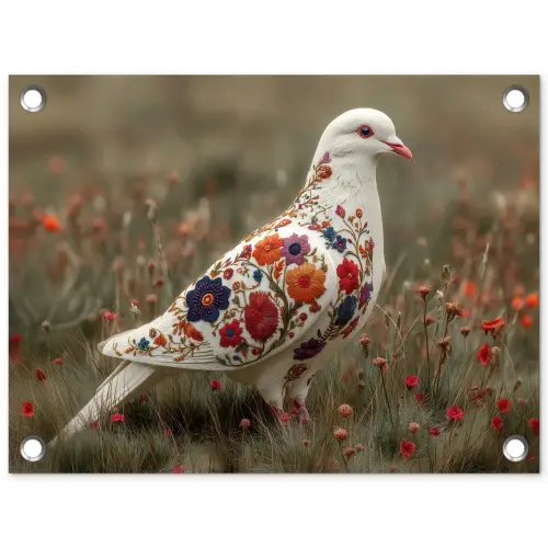 Duif - Bloemen - Natuur tuinposter los doek klein -3d