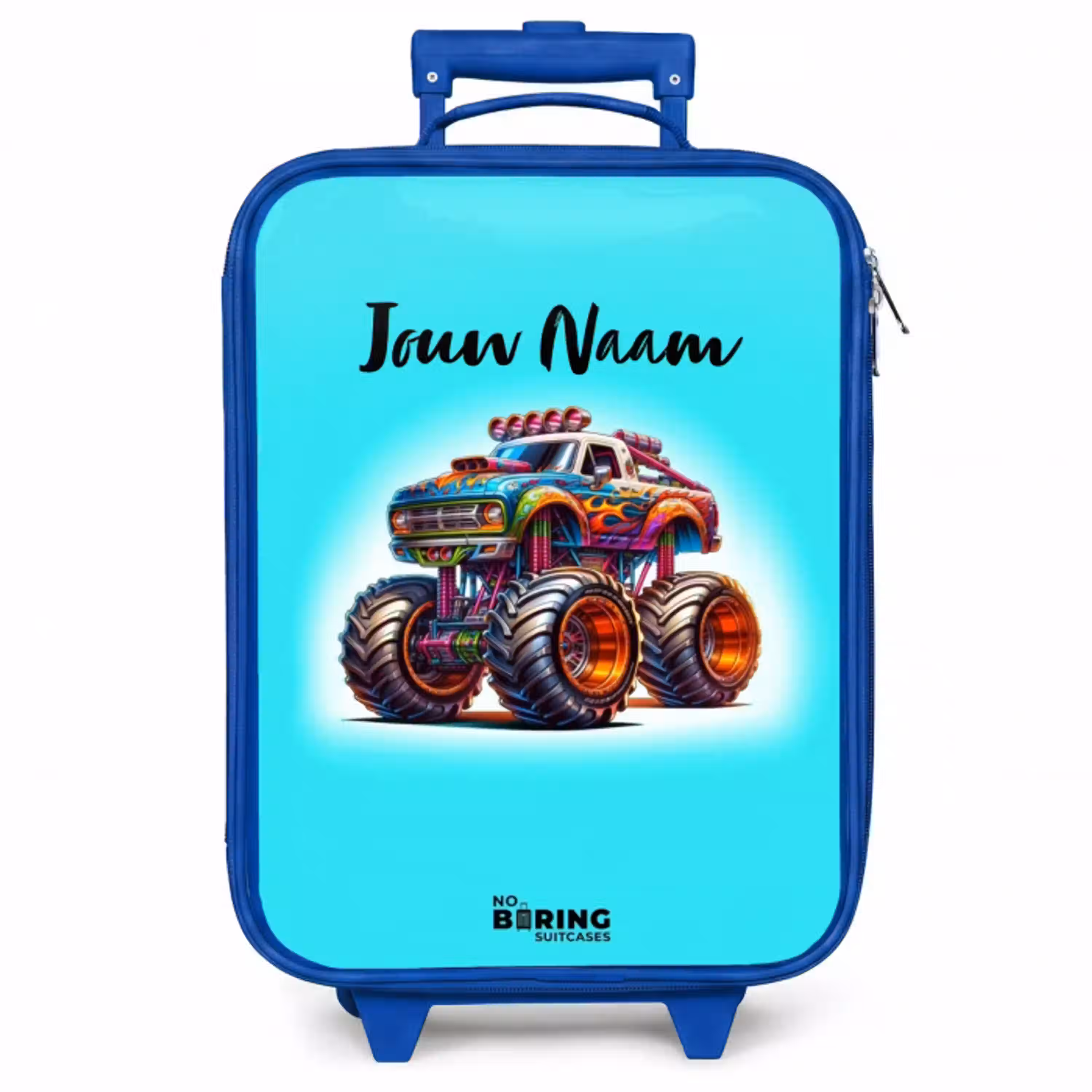 Monstertruck op Lichtblauwe Achtergrond Kinderkoffer - Blauw klein -zzz_website3d