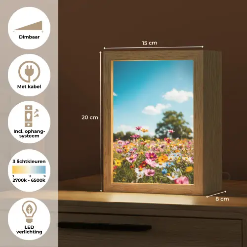 Bloemenweide - Blauw - Lucht - Kleuren Light Box met kabel (Tafellamp) klein -USP_NL