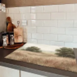 Landschap - Minimalistisch - Beige Inductie beschermer vinyl 3mm klein -sfeer3