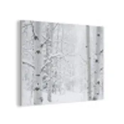 Berkenbomen - Sneeuw - Winter - Bos - Wit PET vilt klein -3d