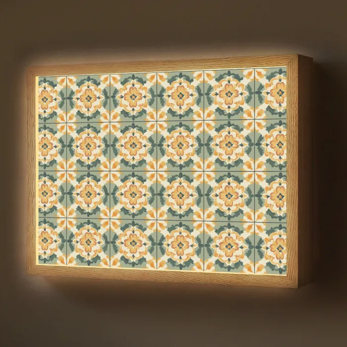 Keramiek - Verweerd - Kleurrijk Light Box met batterij (Wandlamp) middel 907 -z3d_website
