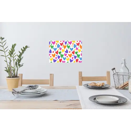 Hartjes - Patroon - Kleurrijk - Tekening Muursticker klein -eettafel