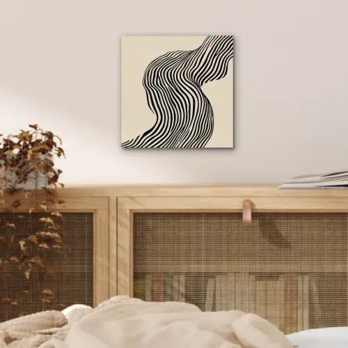 Golvend - Lijnen - Abstract - Silhouet aluminium wit klein -sfeer3