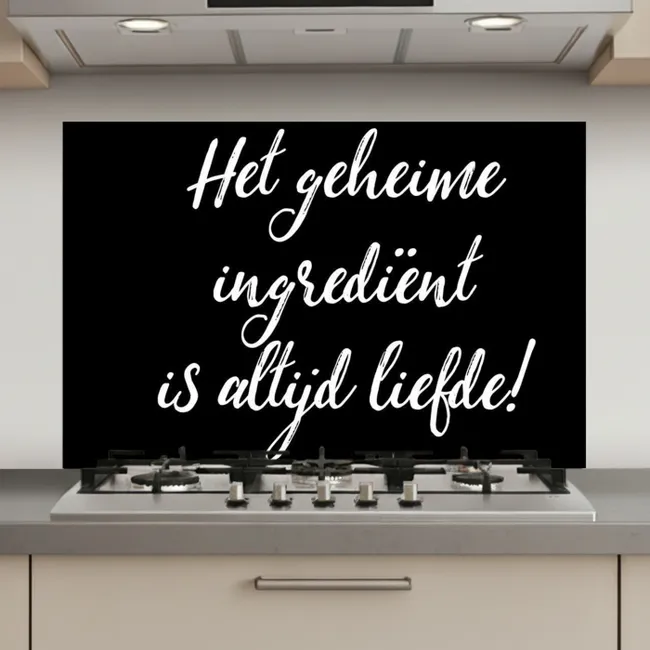 Quotes - Koken - Het geheime ingrediënt is altijd liefde! - Spreuken - Liefde keuken achterwand spatscherm klein -3d_website