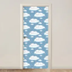Kitten - Wolken - Blauw deurposter klein 289 -3d_beige