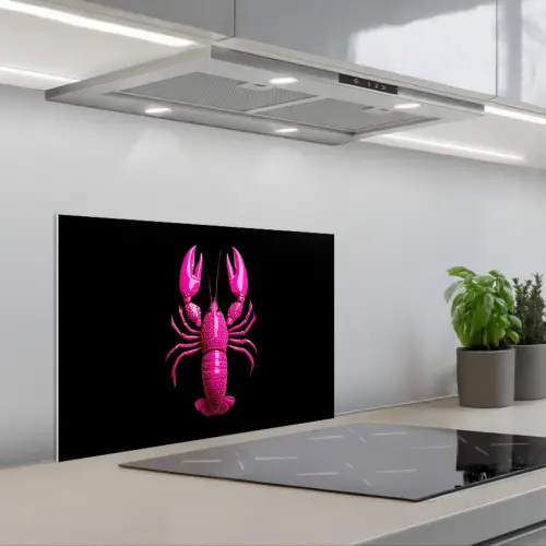 Kreeft - Felroze - Stippen - Opvallend keuken achterwand spatscherm klein -3d_schuin