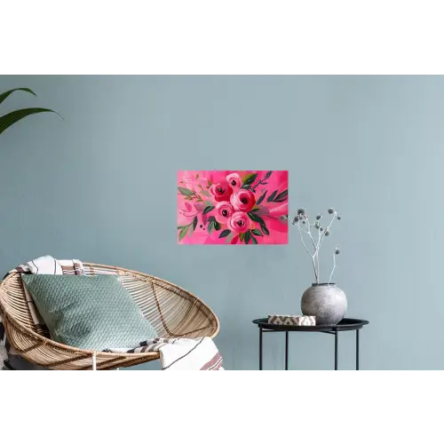 Bloemen - Verf - Roze Muursticker klein -plant
