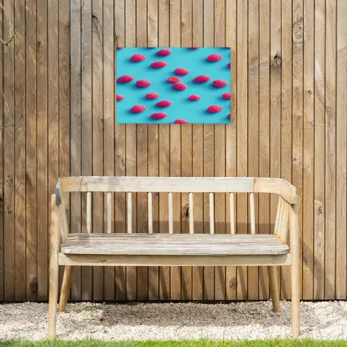 Blauw - Frambozen - Roze Tuinposter op houten frame 2 cm dik klein 845 -sfeer4