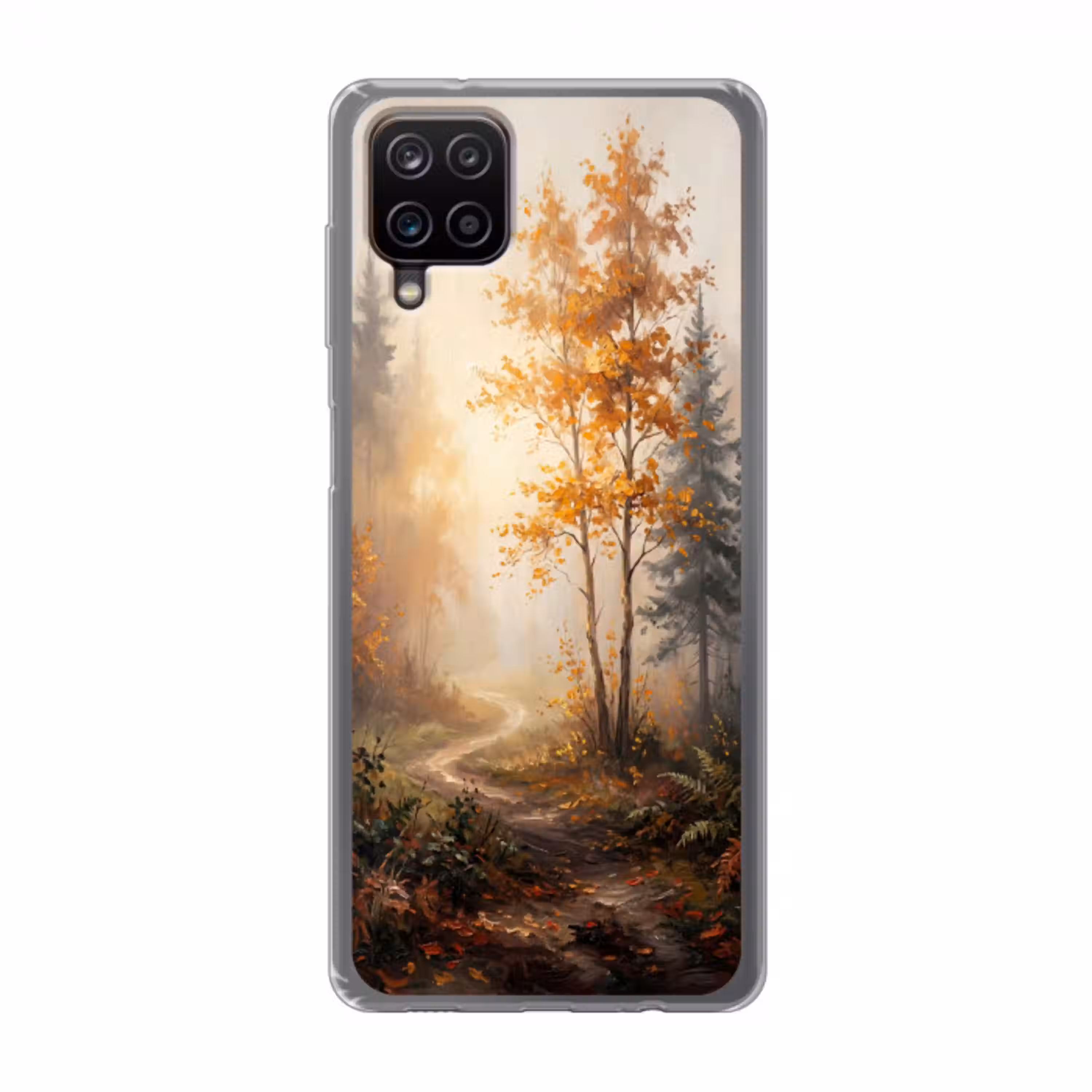 Bospad - Herfstbladeren - Natuur - Schilderachtig - Oranje Telefoonhoesje Samsung Galaxy A12 klein -3d
