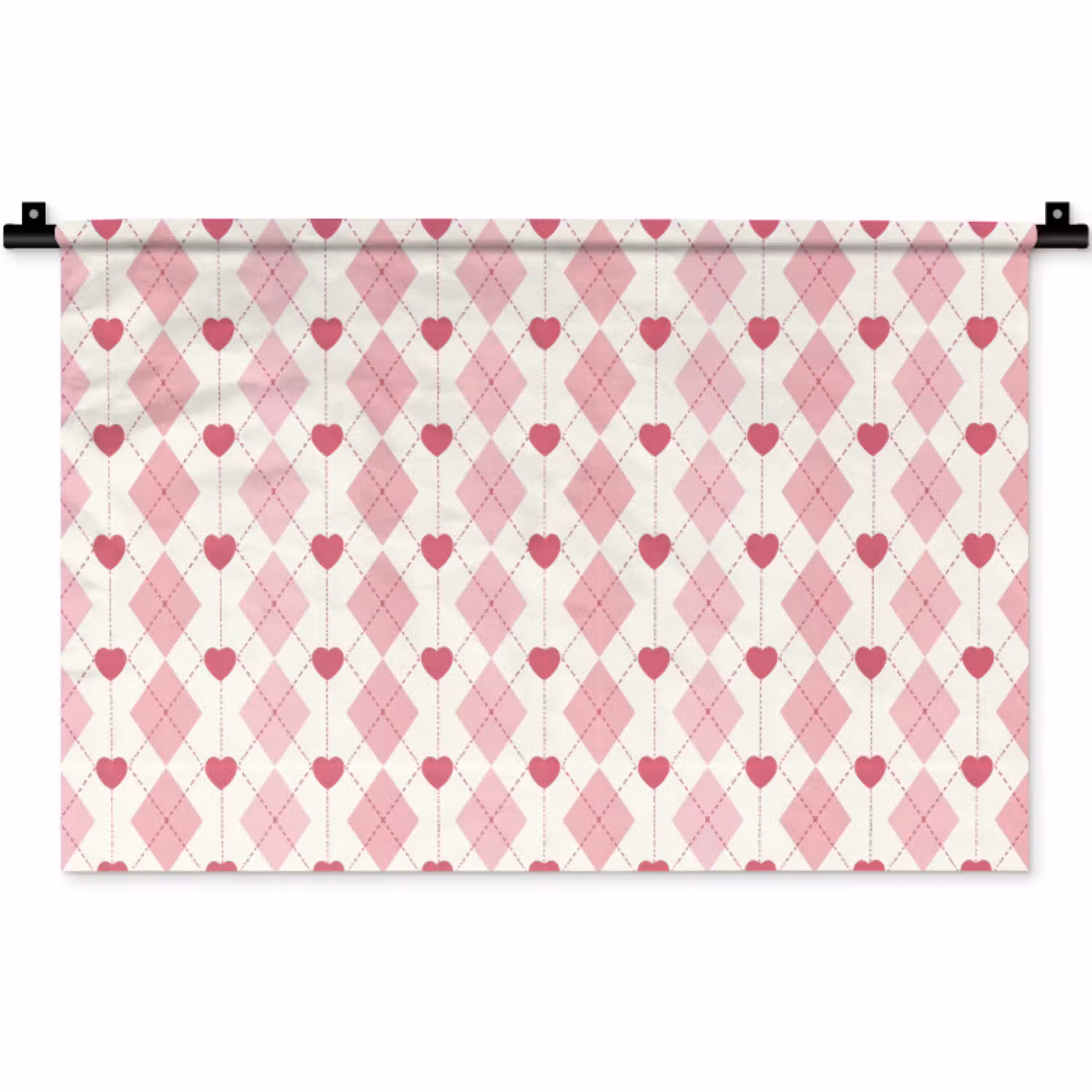 Ruiten - Klassiek - Roze - Wit Wandkleed katoen klein 269 -zz3d