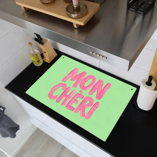 Mon cheri - Groen - Roze Inductie beschemer met haakjes klein -sfeer1