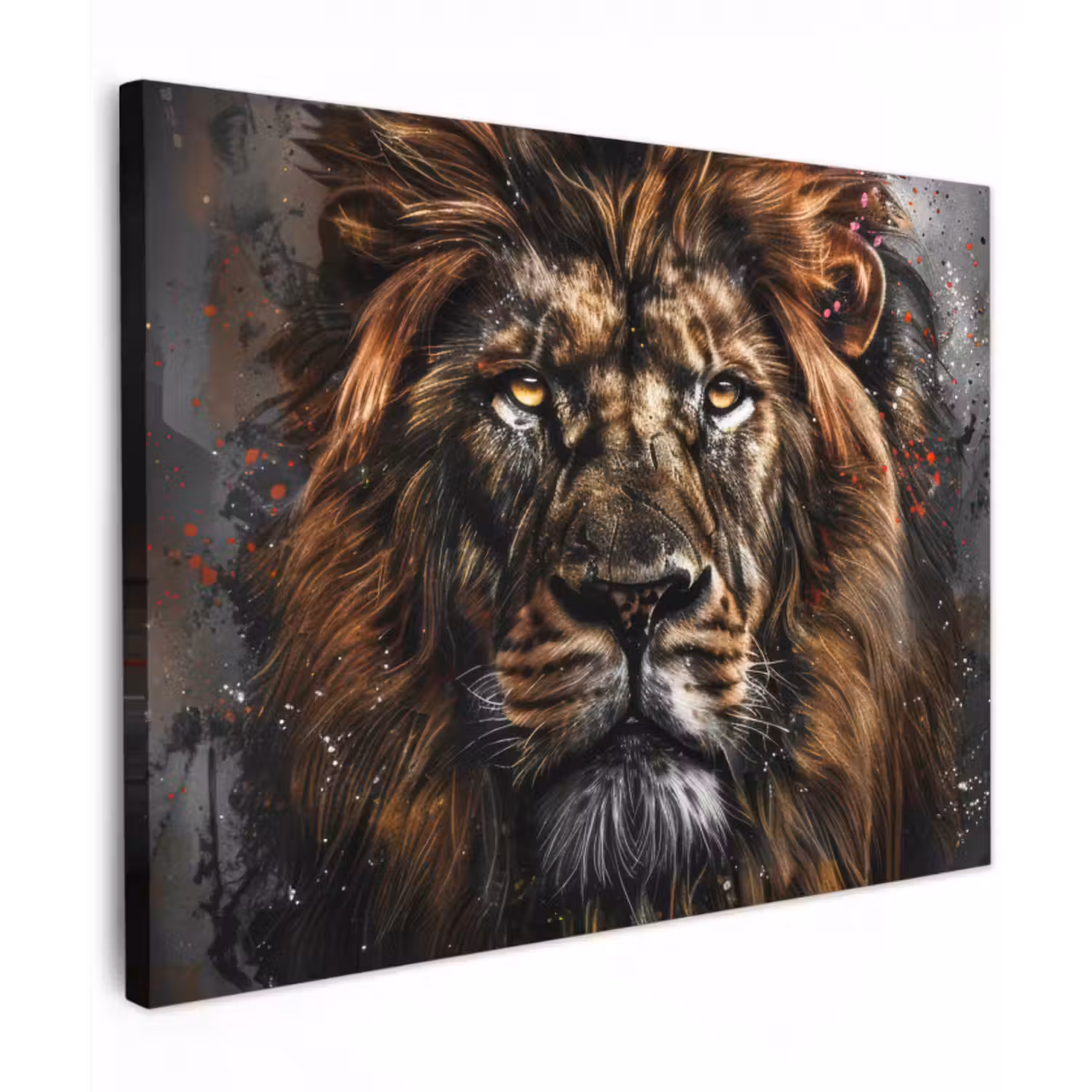 Canvas schilderij - Leeuw - Dieren - Portret - Zwart - Luxe