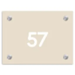 Effen - Beige - Traditioneel Naambord Rechthoek middel -3d