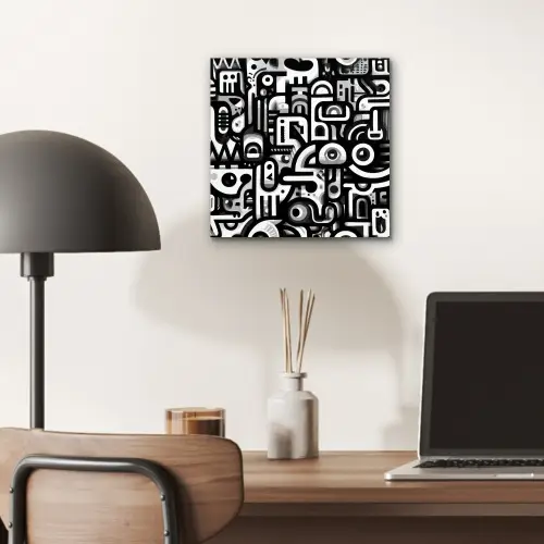 Symbolen - Abstract - Grafisch - Zwart aluminium wit klein -sfeer5