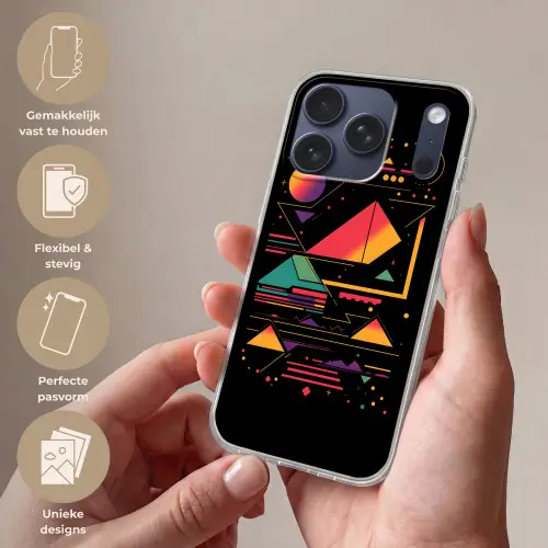 Piramides - Cirkels - Neonkleuren - Geometrisch Telefoonhoesje iPhone 17 Pro klein -sfeer3_NL