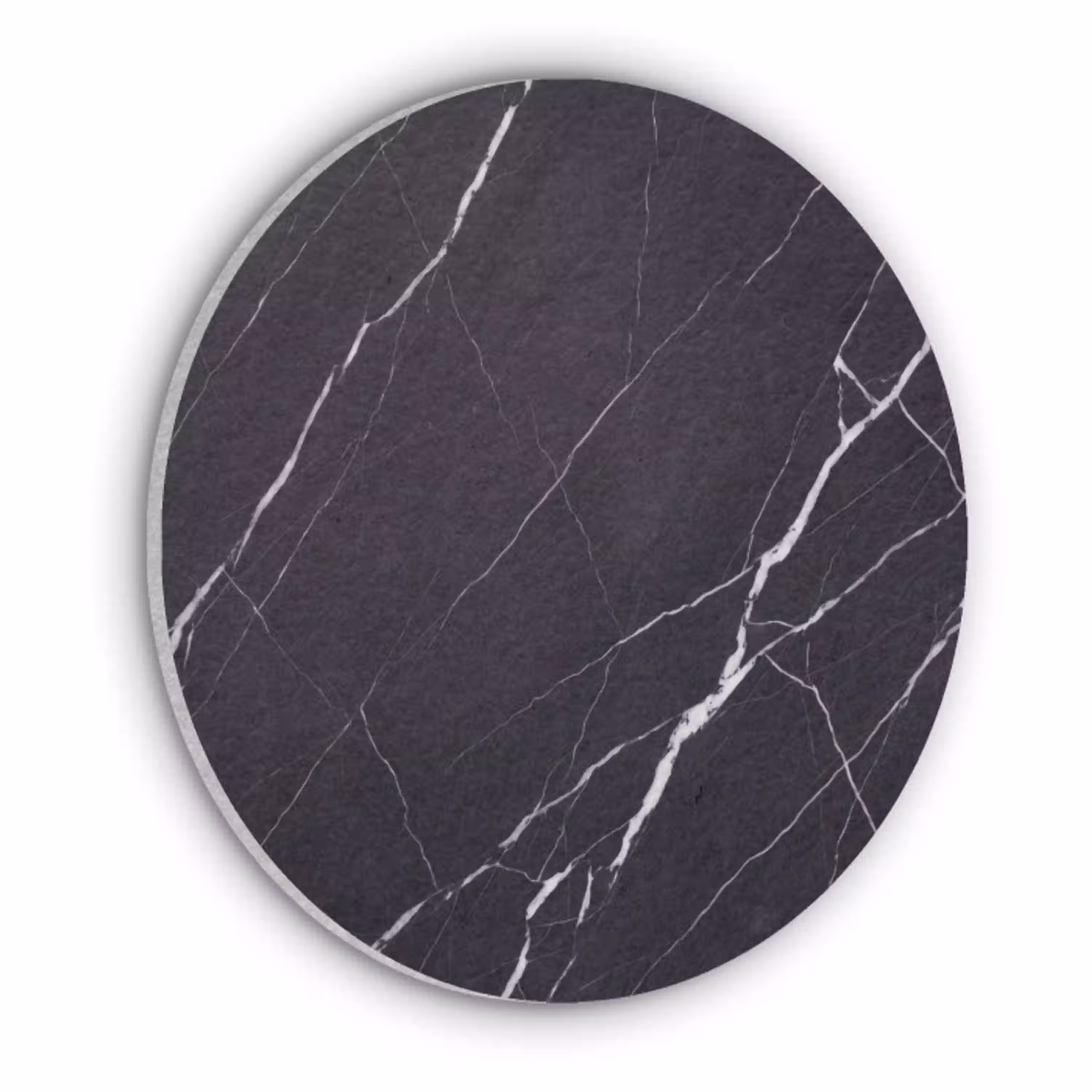 Marmer - Patroon - Abstract - Modern - Zwart Akoestische PET Vilt - Rond klein -3d