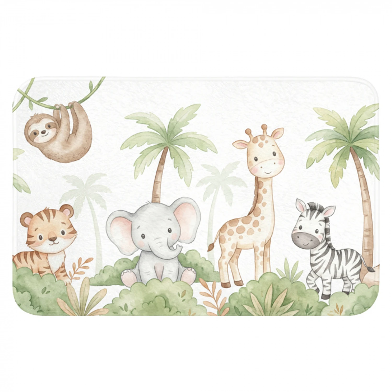 Dieren - Jungle - Pastel Badmat klein -3d