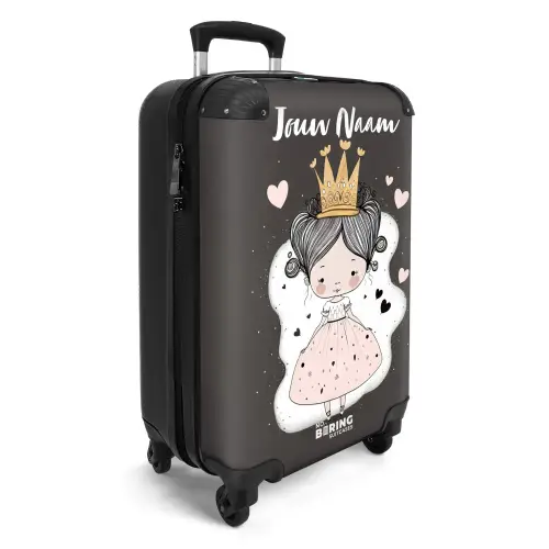 Kleine prinses op zwarte achtergrond NBS - Handbagage koffer - Kinderen Unisex middel -productfoto_3d