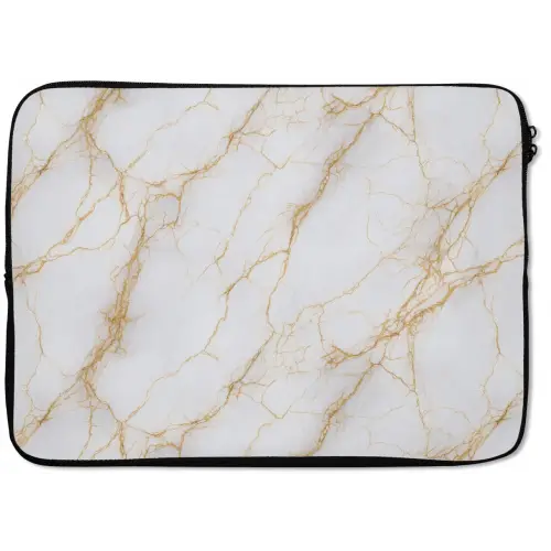 Wit - Goud - Marmer - Aders laptophoes neopreen klein 279 -zkaufland3dotto