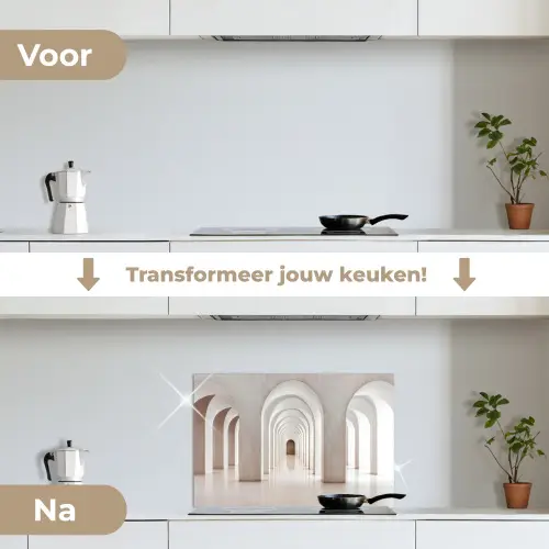Hal - Bogen - Symmetrisch - Modern keuken achterwand spatscherm klein -voor_na_NL
