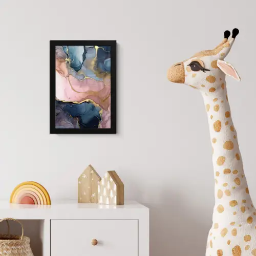 Marmer - Roze - Blauw fotolijst zwart zonder passe partout klein -usfeer4_kinderkamer