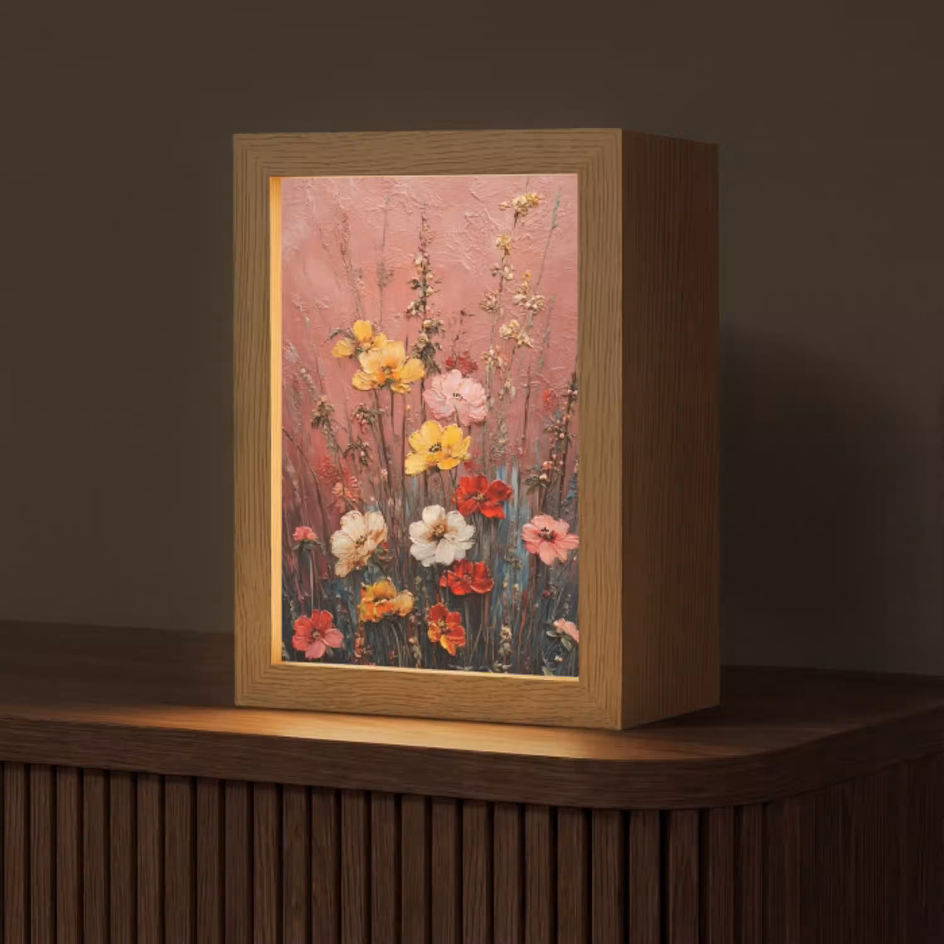 Bloemenboeket - Fijne details - Roze Light Box met kabel (Tafellamp) klein -z3d_website