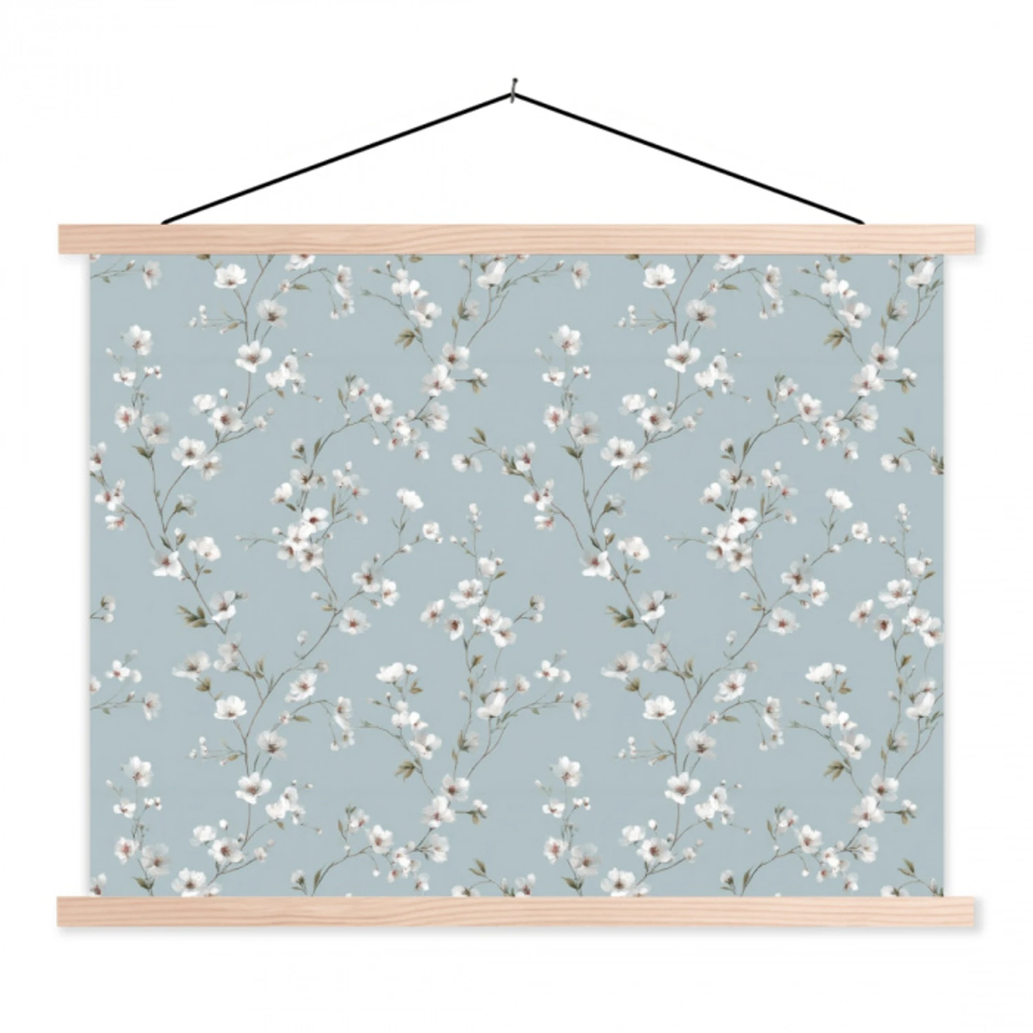 Klassiek - Bloemen - Blauw textielposter latten blank klein 122 -3d