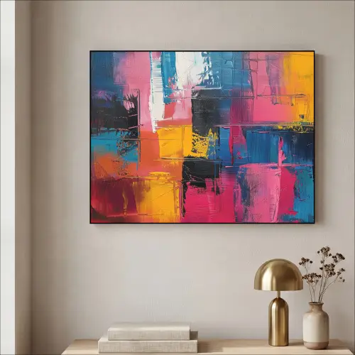 Verflook - Kunst - Modern - Abstract Textielframe zwart klein -sfeer2