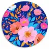 Bloemen - Blauw - Roze Wandcirkel plexiglas klein -3d