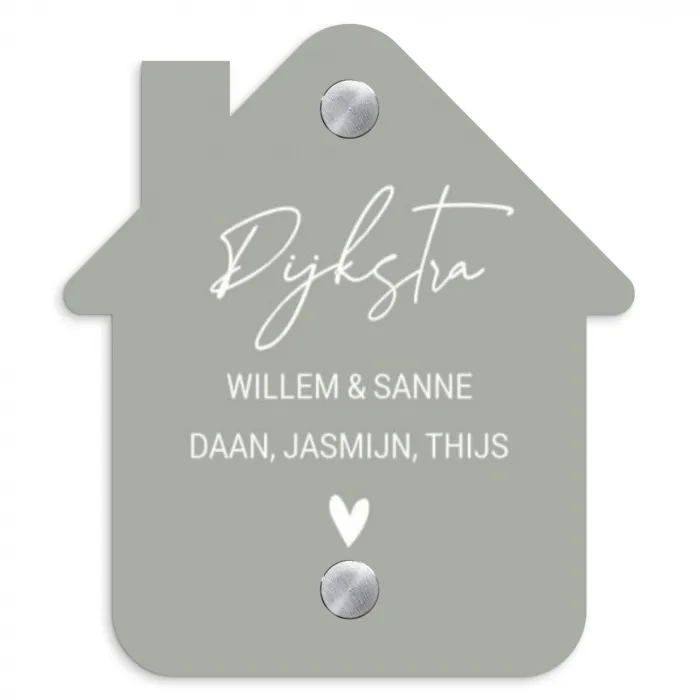 Effen lichtgrijs - Sierlijk Naambord Huisje klein -3d