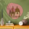Illustratie - Bankje - Personen - Minimalistisch Wandcirkel Organisch Aluminium middel -sfeer2