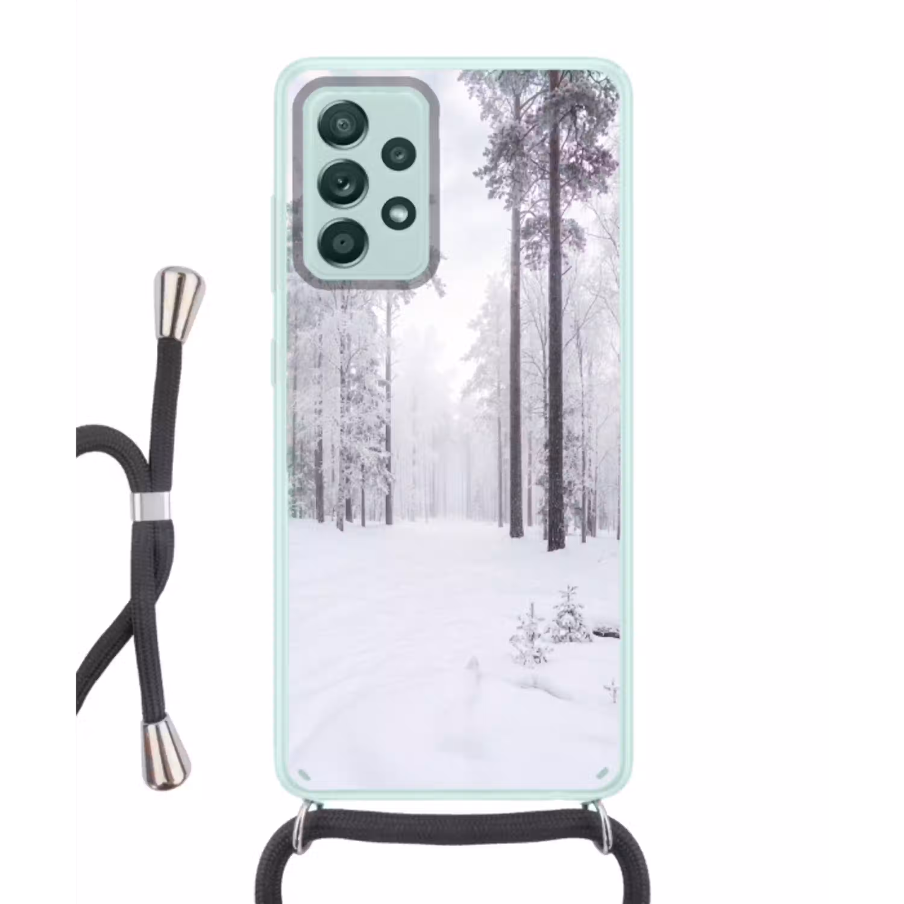 Bos - Sneeuw - Pad - Winter - Stilte Hoesje Samsung Galaxy A52 met koord klein -3d