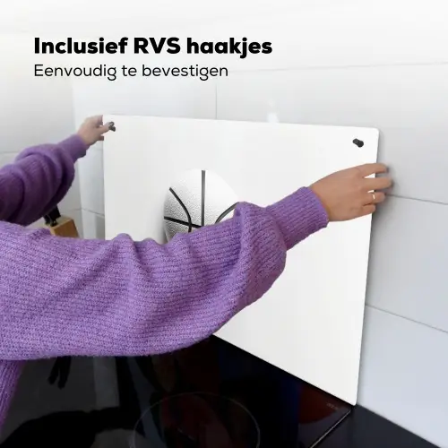 Basketbal - Wit - Schaduw - Lijnen Inductie beschemer met haakjes klein -ky-ophangen-nl