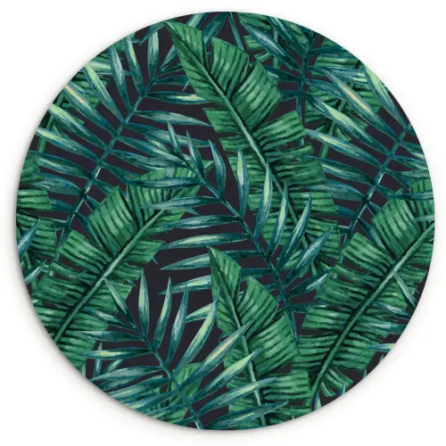Bladeren - Inductie beschermer - Jungle - Tropical Wandcirkel plexiglas klein -3d