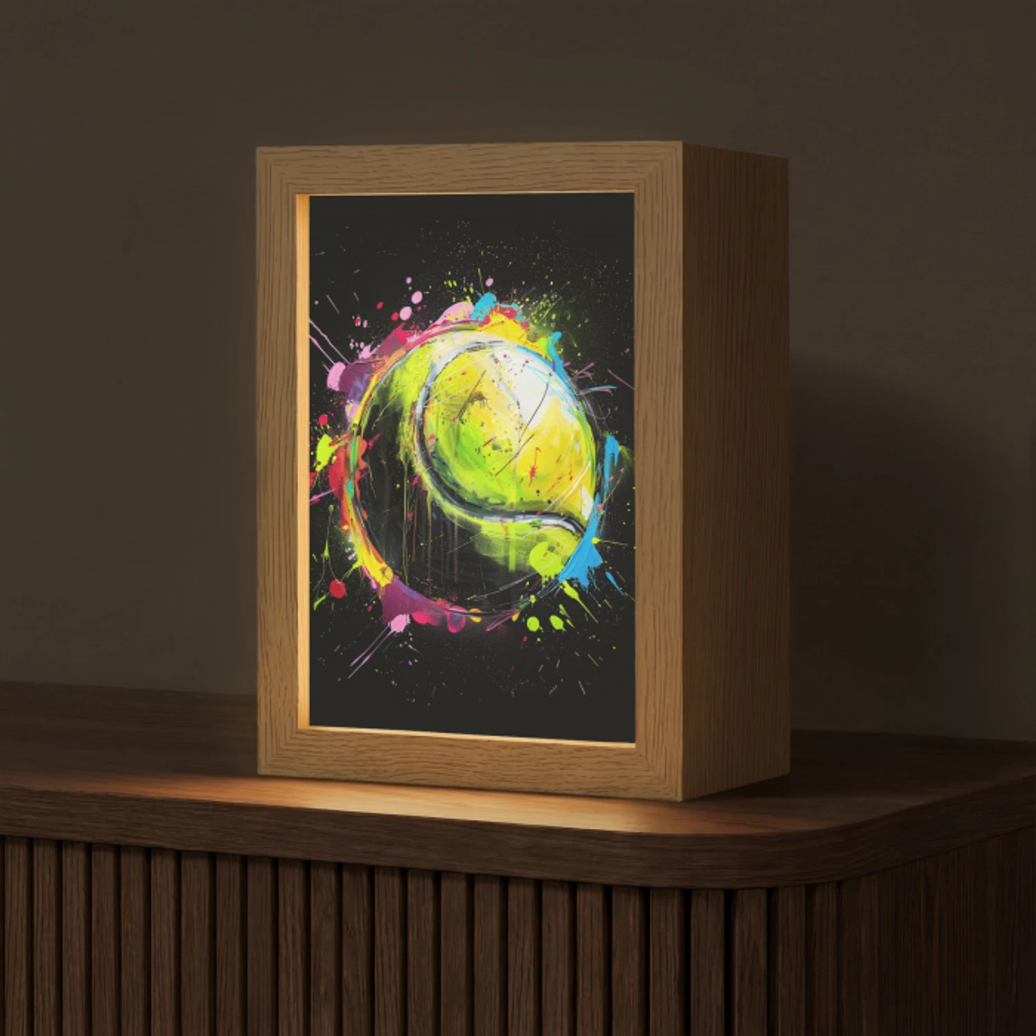 Graffiti - Sport - Tennis - Padel - Bal Light Box met kabel (Tafellamp) klein -z3d_website