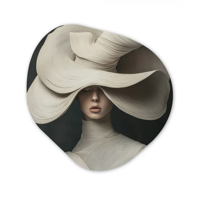 Modern - Vrouw - Hoed Wandcirkel Organisch Forex 3mm klein -3d