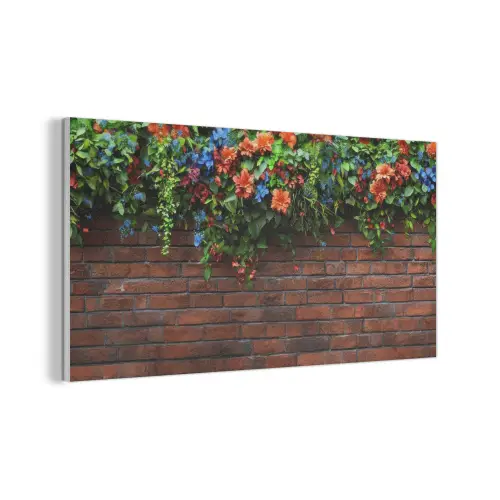 Bloemen - Muur - Groen - Oranje PET vilt middel -3d
