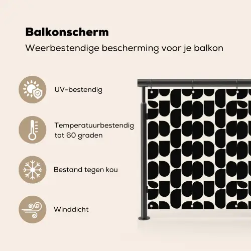 Modern - Patroon - Zwart Balkonbeschermer Duitsland klein 596 -specs_NL