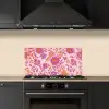 Bloemenpatroon - Roze - Oranje - Bloemen keuken achterwand spatscherm klein -sfeer1
