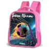 Neon - Net - Voetbal - Kleurrijk Kinderrugzak - Roze middel -schuin