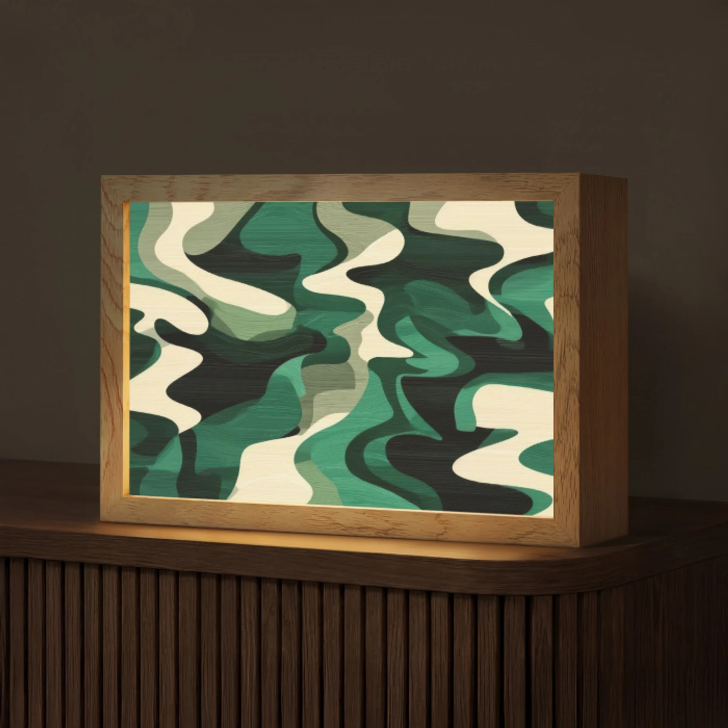 Abstract - Camouflage - Groen Light Box met kabel (Tafellamp) klein -z3d_website