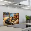 Kat - Kerst - Winter - Dier keuken achterwand spatscherm klein -3d_schuin