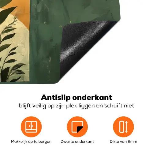 Plant - Bloemen - Wit Inductie beschermer vinyl 3mm klein -zzzzzzz-td-onderkant