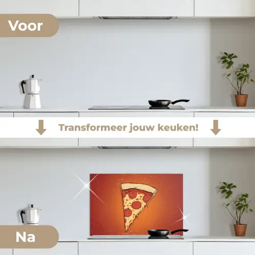 Pizza - Kaas - Rood - Pepperoni keuken achterwand spatscherm klein -voor_na_NL