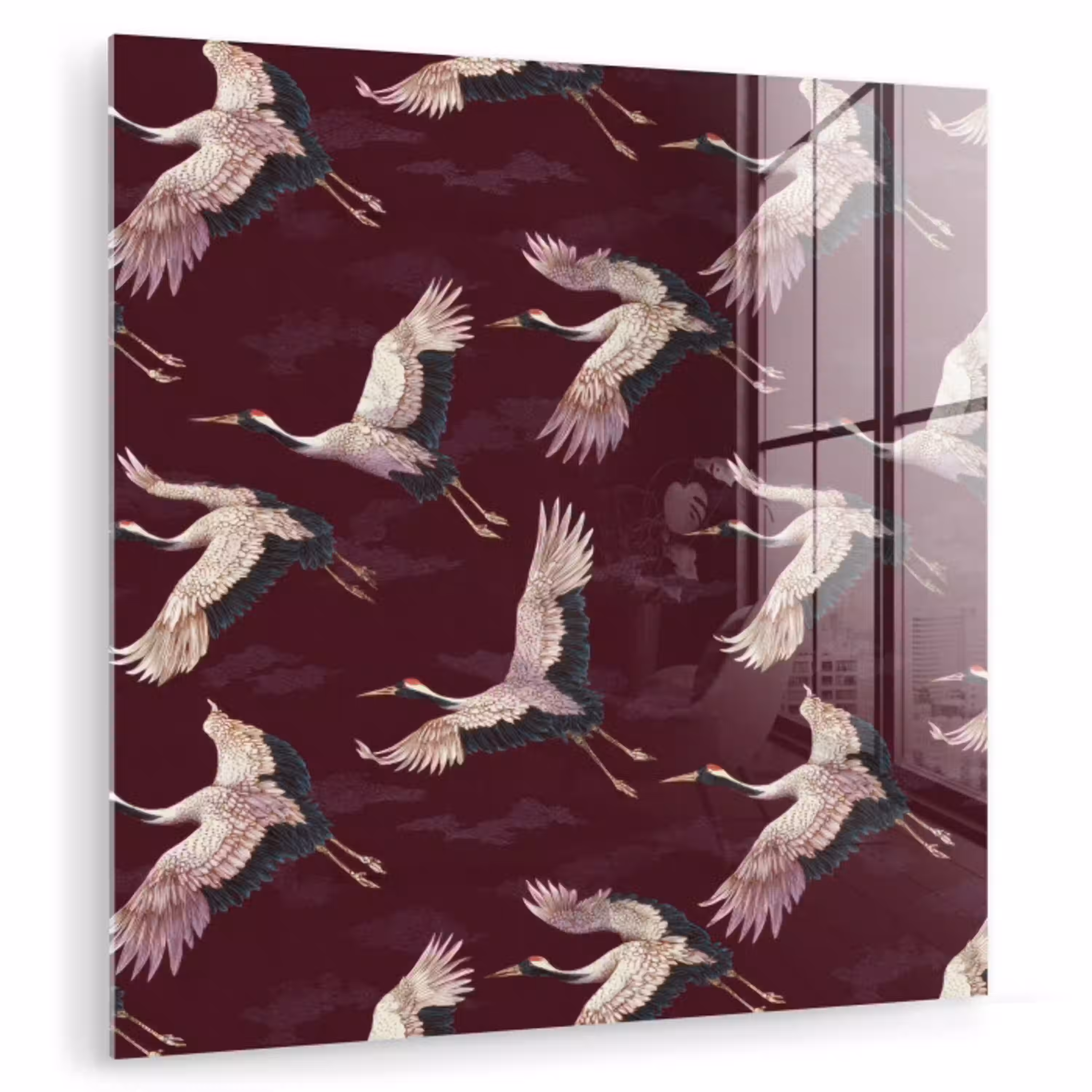 Kraanvogels - Klassiek - Bordeaux plexiglas 5mm klein 11 -zzzproduct_nieuw